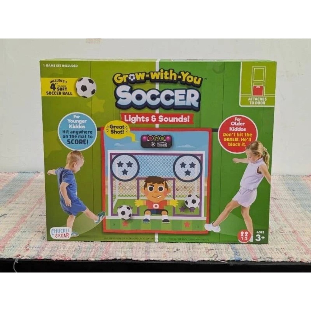 Chuckle & Roar Grow-with-You Soccer Door Game Lights Sounds Indoor Kids NEW